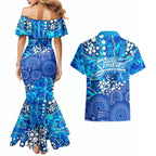 Adelaide Strikers Couples Matching Mermaid Dress and Hawaiian Shirt Graffiti Urban Aboriginal Dot Abstract Design
