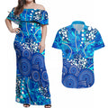 Adelaide Strikers Couples Matching Off Shoulder Maxi Dress and Hawaiian Shirt Graffiti Urban Aboriginal Dot Abstract Design