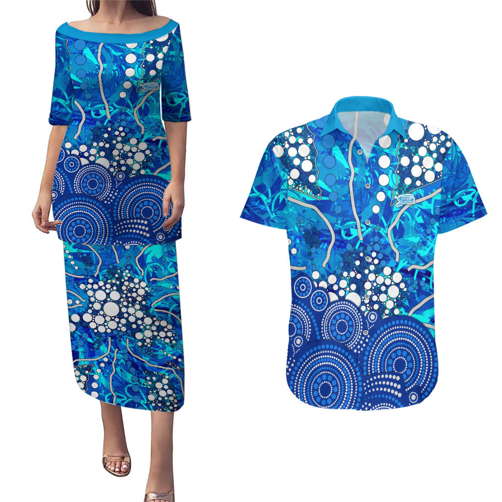 Adelaide Strikers Couples Matching Puletasi and Hawaiian Shirt Graffiti Urban Aboriginal Dot Abstract Design