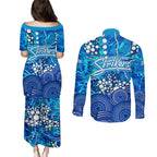 Adelaide Strikers Couples Matching Puletasi and Long Sleeve Button Shirt Graffiti Urban Aboriginal Dot Abstract Design