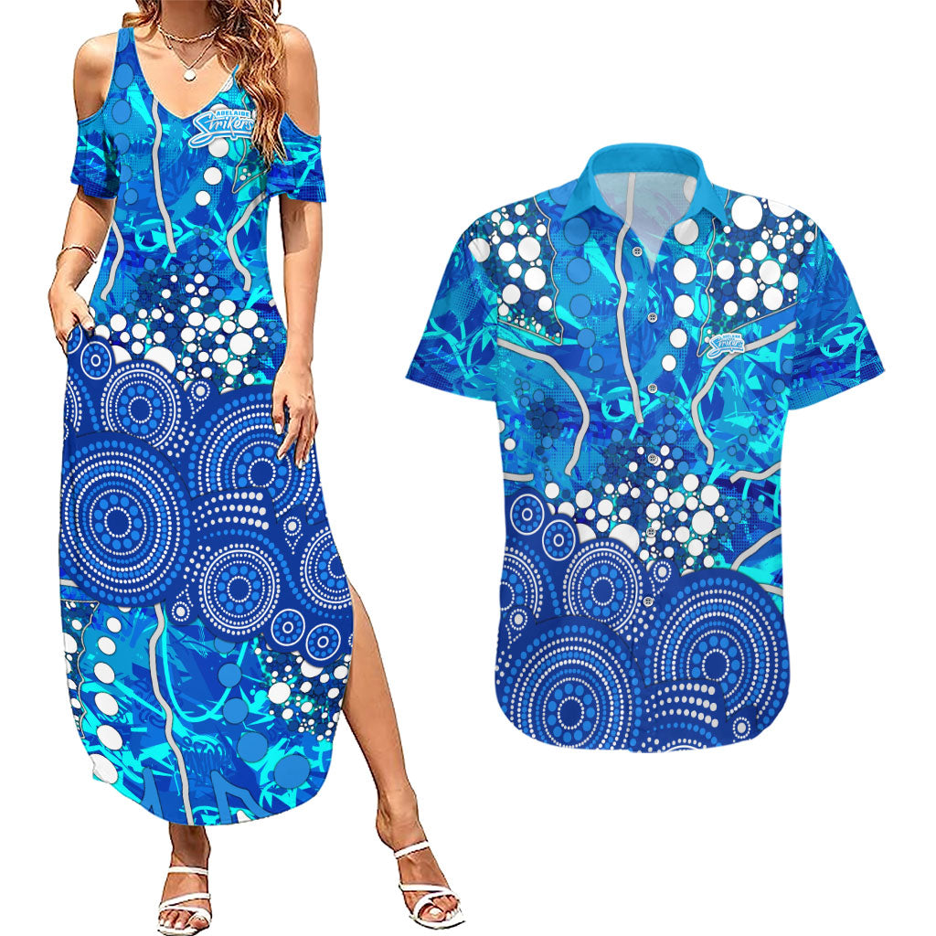 Adelaide Strikers Couples Matching Summer Maxi Dress and Hawaiian Shirt Graffiti Urban Aboriginal Dot Abstract Design