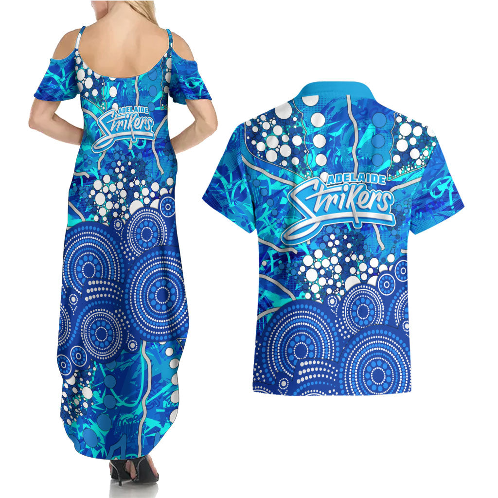 Adelaide Strikers Couples Matching Summer Maxi Dress and Hawaiian Shirt Graffiti Urban Aboriginal Dot Abstract Design
