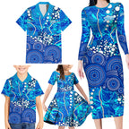 Adelaide Strikers Family Matching Long Sleeve Bodycon Dress and Hawaiian Shirt Graffiti Urban Aboriginal Dot Abstract Design