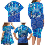 Adelaide Strikers Family Matching Long Sleeve Bodycon Dress and Hawaiian Shirt Graffiti Urban Aboriginal Dot Abstract Design