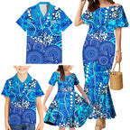 Adelaide Strikers Family Matching Mermaid Dress and Hawaiian Shirt Graffiti Urban Aboriginal Dot Abstract Design