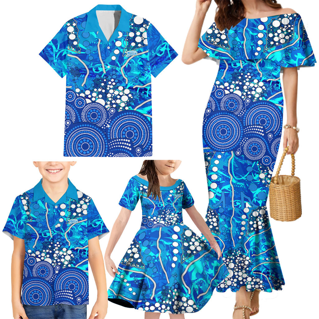 Adelaide Strikers Family Matching Mermaid Dress and Hawaiian Shirt Graffiti Urban Aboriginal Dot Abstract Design