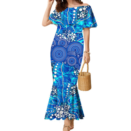 Adelaide Strikers Family Matching Mermaid Dress and Hawaiian Shirt Graffiti Urban Aboriginal Dot Abstract Design