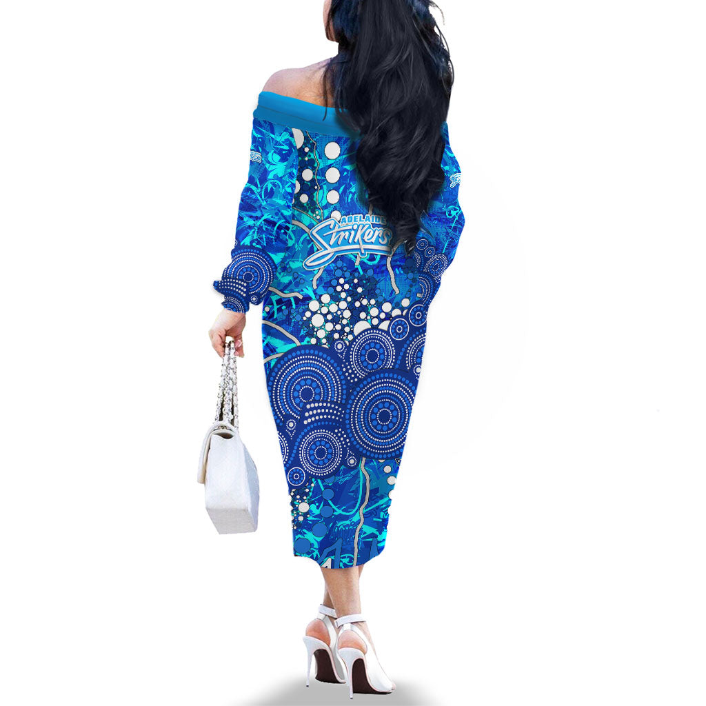 Adelaide Strikers Family Matching Off The Shoulder Long Sleeve Dress and Hawaiian Shirt Graffiti Urban Aboriginal Dot Abstract Design