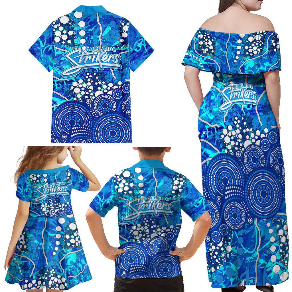 Adelaide Strikers Family Matching Off Shoulder Maxi Dress and Hawaiian Shirt Graffiti Urban Aboriginal Dot Abstract Design
