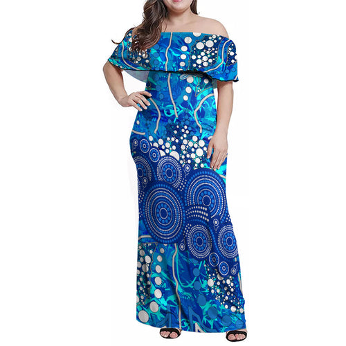 Adelaide Strikers Family Matching Off Shoulder Maxi Dress and Hawaiian Shirt Graffiti Urban Aboriginal Dot Abstract Design