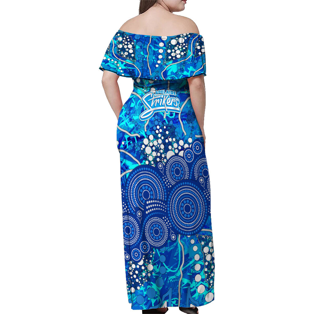 Adelaide Strikers Family Matching Off Shoulder Maxi Dress and Hawaiian Shirt Graffiti Urban Aboriginal Dot Abstract Design
