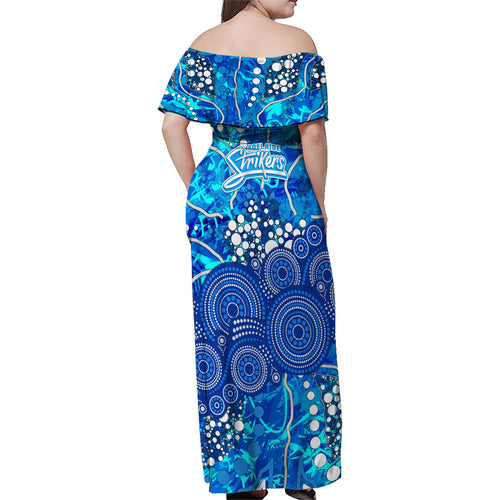 Adelaide Strikers Family Matching Off Shoulder Maxi Dress and Hawaiian Shirt Graffiti Urban Aboriginal Dot Abstract Design