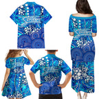 Adelaide Strikers Family Matching Puletasi and Hawaiian Shirt Graffiti Urban Aboriginal Dot Abstract Design