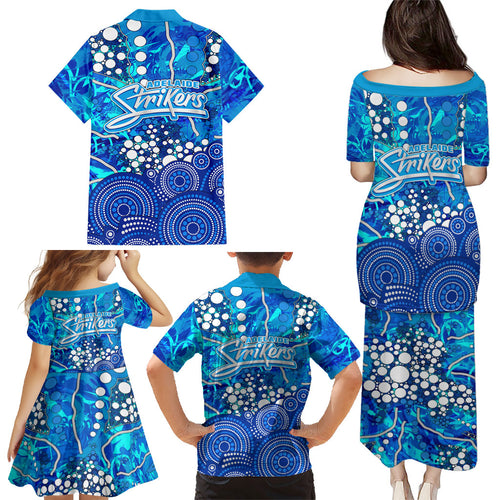 Adelaide Strikers Family Matching Puletasi and Hawaiian Shirt Graffiti Urban Aboriginal Dot Abstract Design