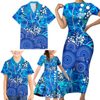 Adelaide Strikers Family Matching Short Sleeve Bodycon Dress and Hawaiian Shirt Graffiti Urban Aboriginal Dot Abstract Design