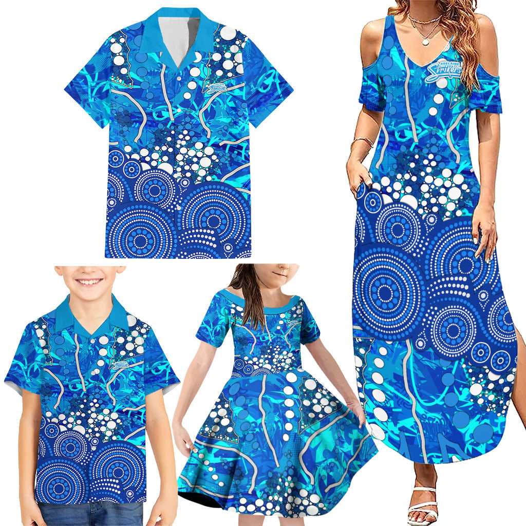 Adelaide Strikers Family Matching Summer Maxi Dress and Hawaiian Shirt Graffiti Urban Aboriginal Dot Abstract Design