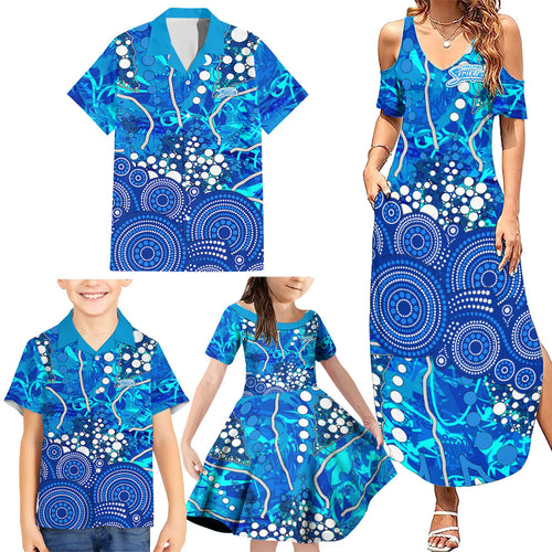 Adelaide Strikers Family Matching Summer Maxi Dress and Hawaiian Shirt Graffiti Urban Aboriginal Dot Abstract Design