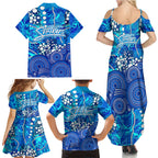 Adelaide Strikers Family Matching Summer Maxi Dress and Hawaiian Shirt Graffiti Urban Aboriginal Dot Abstract Design