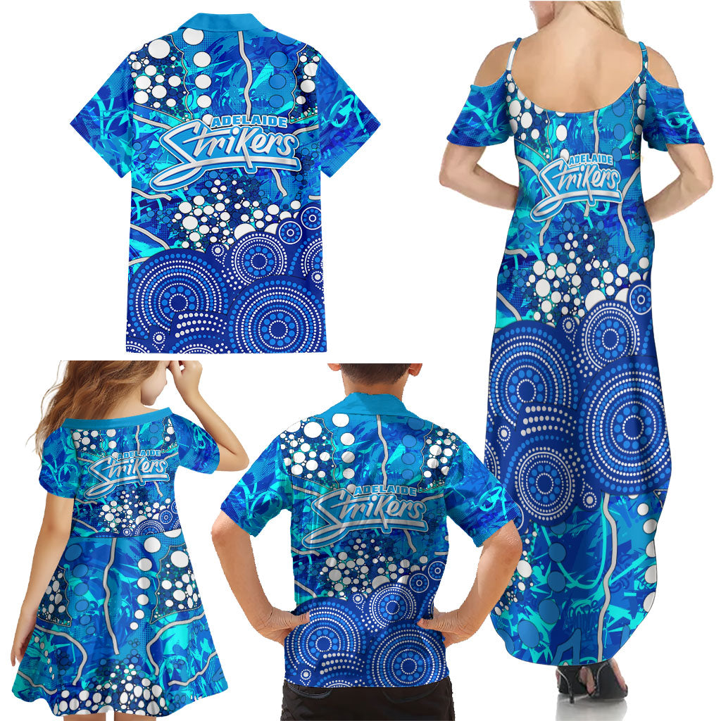 Adelaide Strikers Family Matching Summer Maxi Dress and Hawaiian Shirt Graffiti Urban Aboriginal Dot Abstract Design