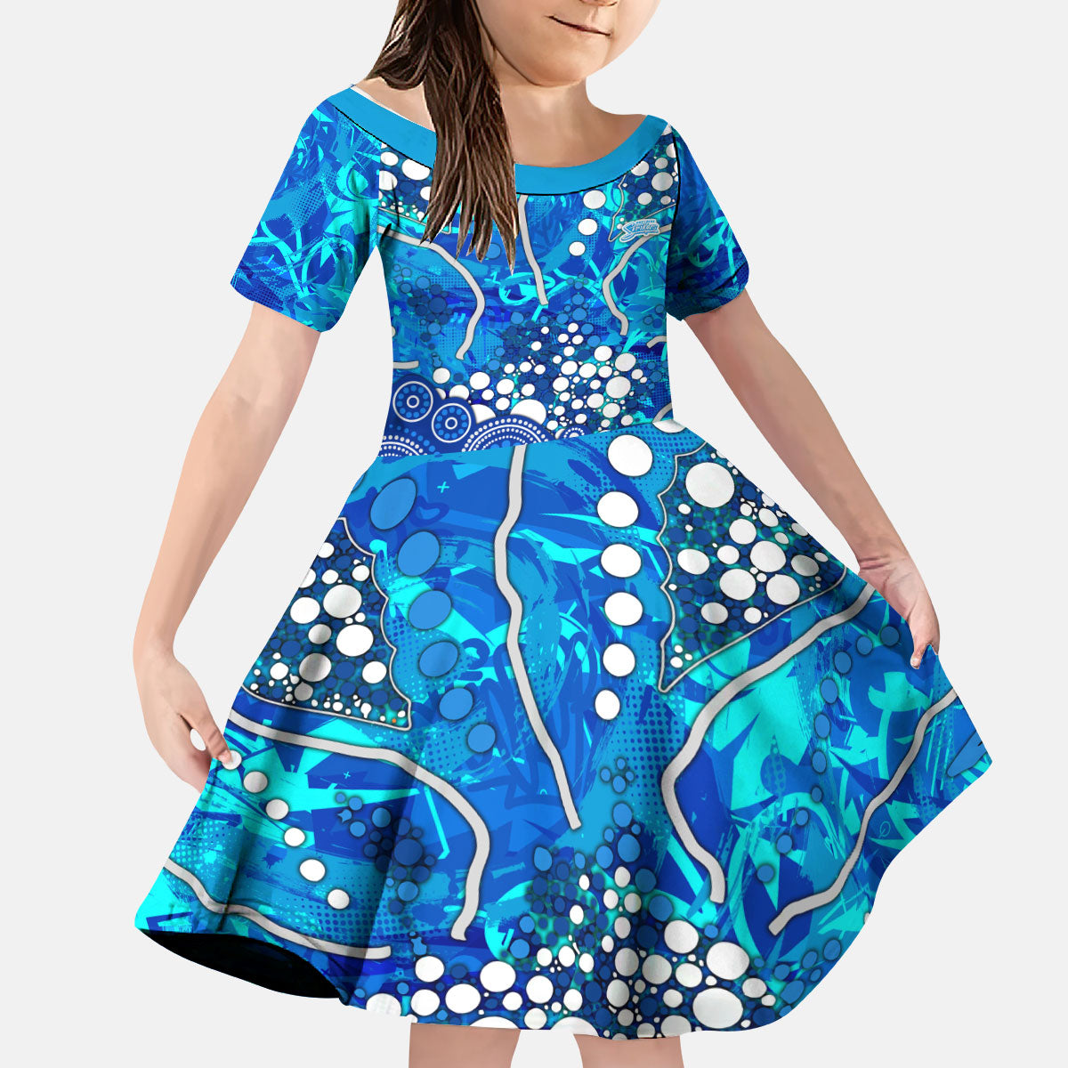 Adelaide Strikers Kid Short Sleeve Dress Graffiti Urban Aboriginal Dot Abstract Design