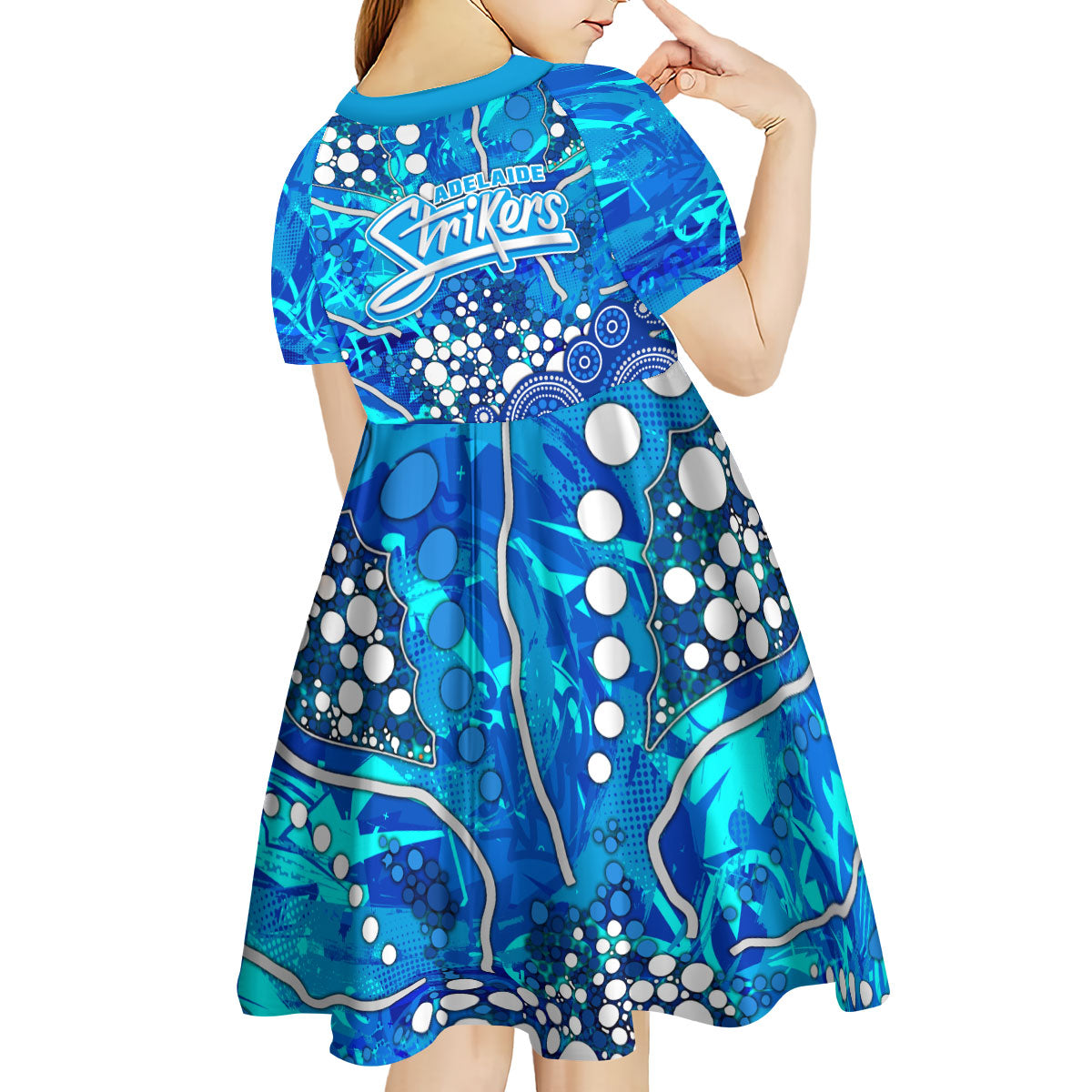 Adelaide Strikers Kid Short Sleeve Dress Graffiti Urban Aboriginal Dot Abstract Design
