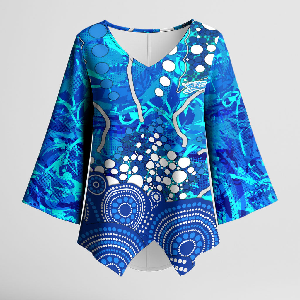 Adelaide Strikers Kimono Sleeve Blouse Graffiti Urban Aboriginal Dot Abstract Design
