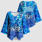 Adelaide Strikers Kimono Sleeve Blouse Graffiti Urban Aboriginal Dot Abstract Design