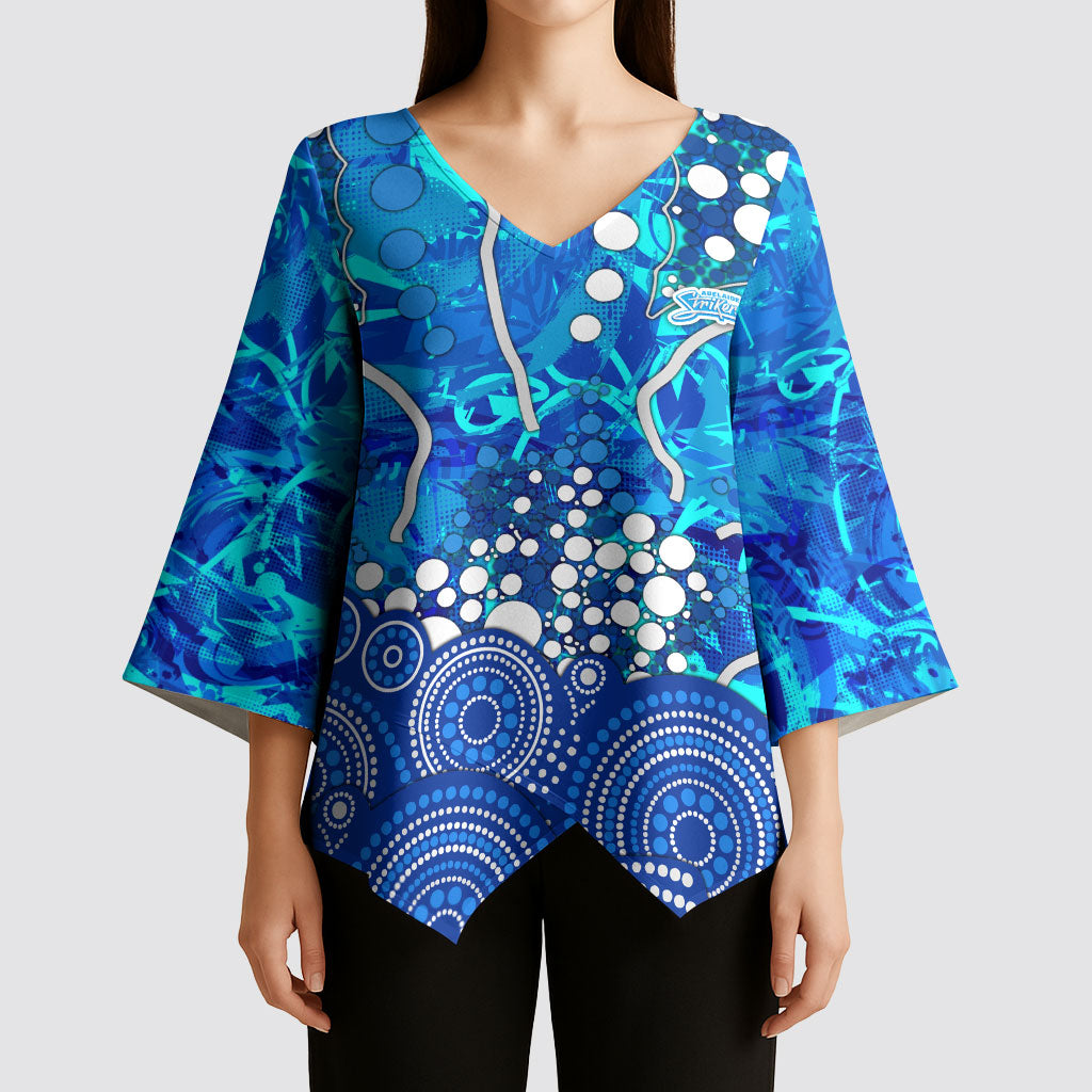 Adelaide Strikers Kimono Sleeve Blouse Graffiti Urban Aboriginal Dot Abstract Design