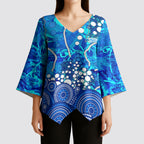Adelaide Strikers Kimono Sleeve Blouse Graffiti Urban Aboriginal Dot Abstract Design