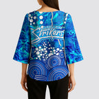Adelaide Strikers Kimono Sleeve Blouse Graffiti Urban Aboriginal Dot Abstract Design