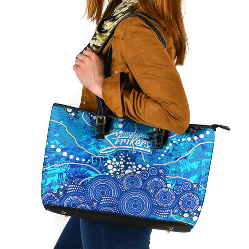 Adelaide Strikers Leather Tote Bag Graffiti Urban Aboriginal Dot Abstract Design