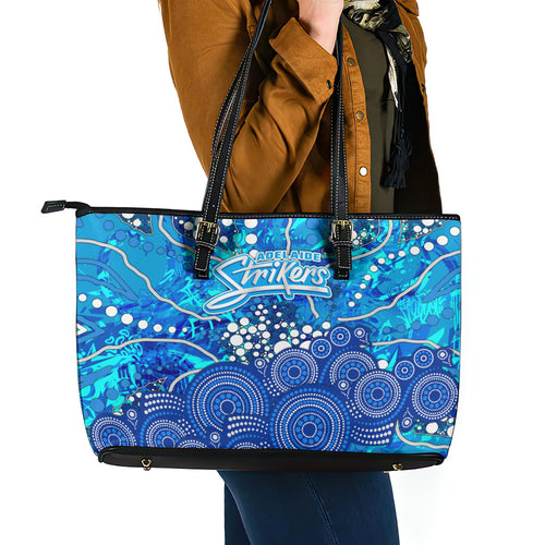 Adelaide Strikers Leather Tote Bag Graffiti Urban Aboriginal Dot Abstract Design