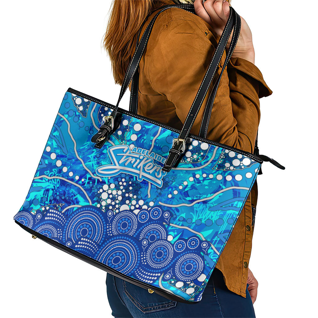 Adelaide Strikers Leather Tote Bag Graffiti Urban Aboriginal Dot Abstract Design