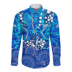 Adelaide Strikers Long Sleeve Button Shirt Graffiti Urban Aboriginal Dot Abstract Design