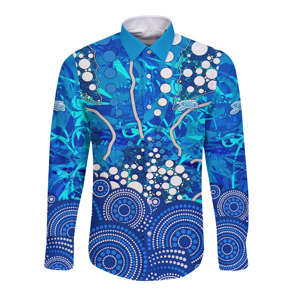 Adelaide Strikers Long Sleeve Button Shirt Graffiti Urban Aboriginal Dot Abstract Design