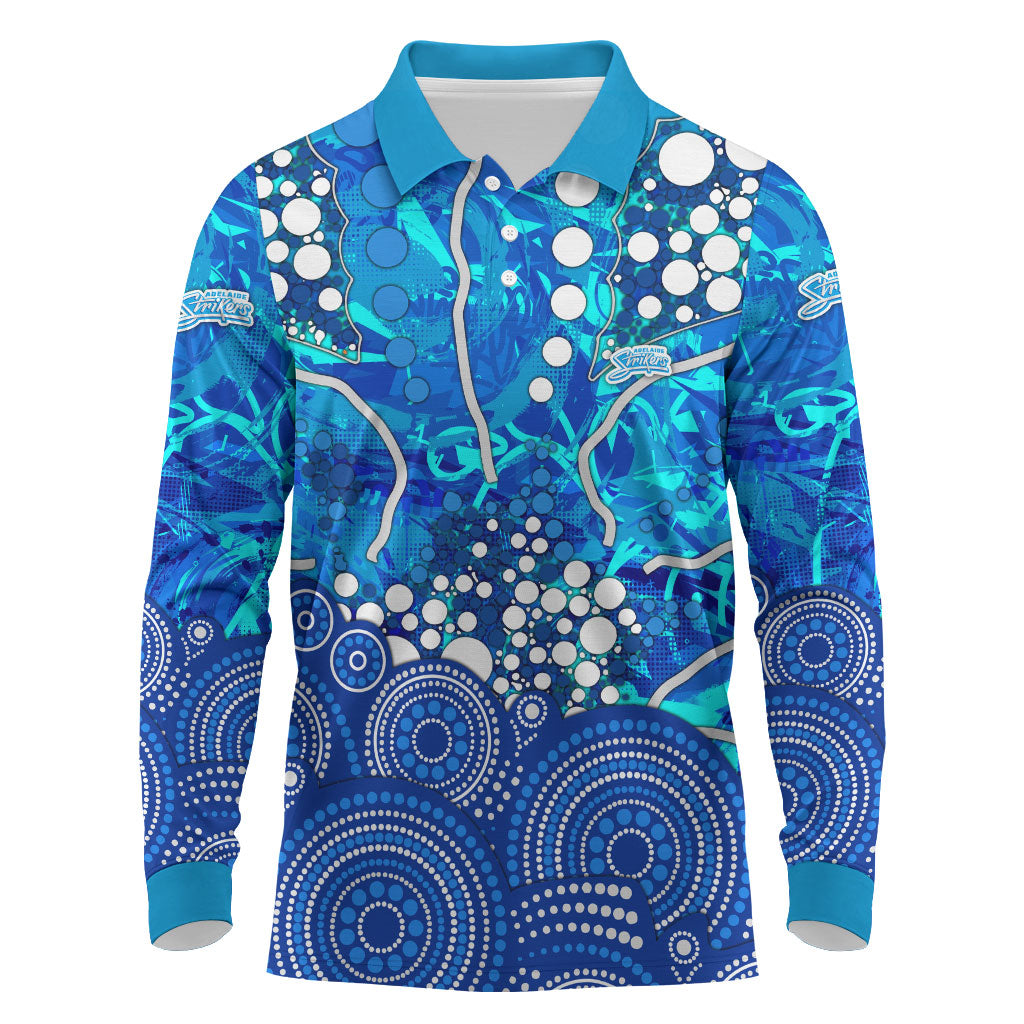 Adelaide Strikers Long Sleeve Polo Shirt Graffiti Urban Aboriginal Dot Abstract Design