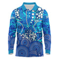 Adelaide Strikers Long Sleeve Polo Shirt Graffiti Urban Aboriginal Dot Abstract Design