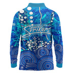 Adelaide Strikers Long Sleeve Polo Shirt Graffiti Urban Aboriginal Dot Abstract Design