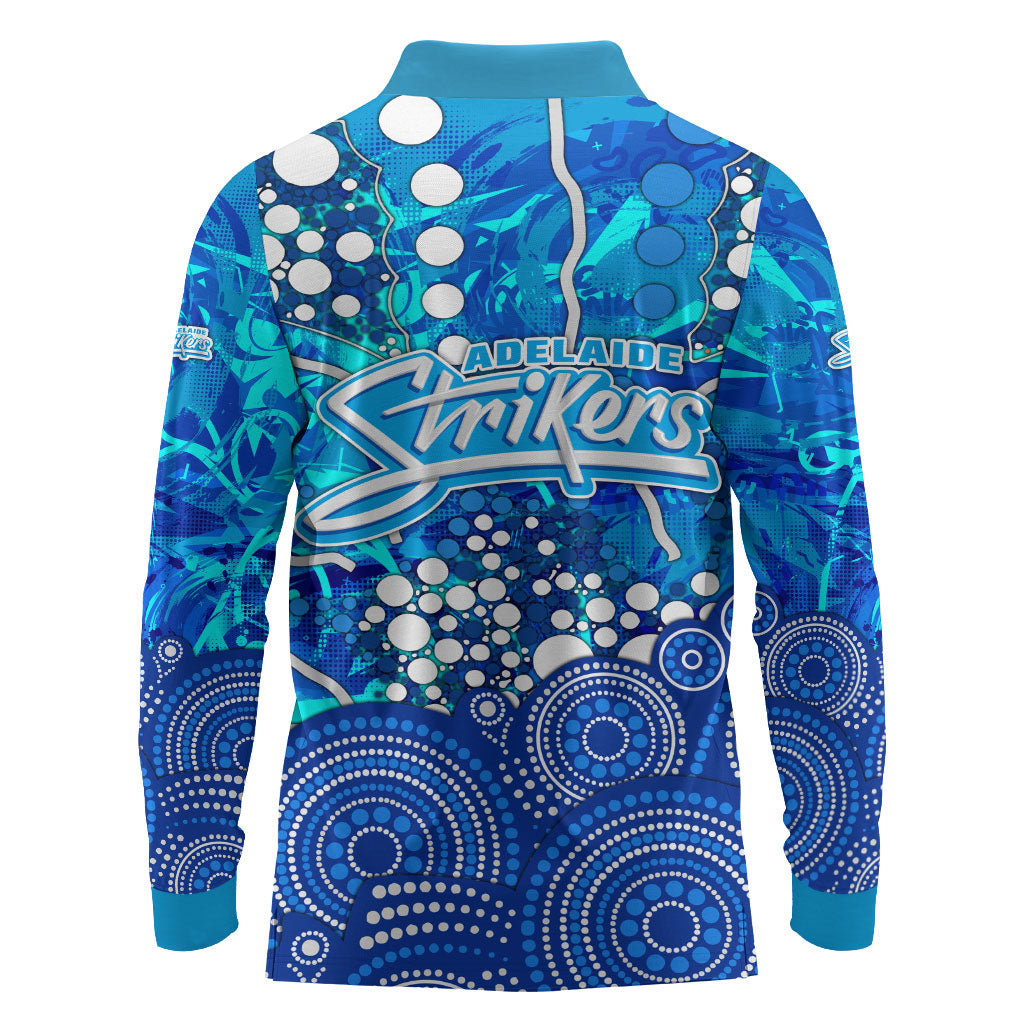 Adelaide Strikers Long Sleeve Polo Shirt Graffiti Urban Aboriginal Dot Abstract Design