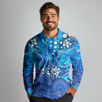 Adelaide Strikers Long Sleeve Polo Shirt Graffiti Urban Aboriginal Dot Abstract Design