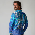 Adelaide Strikers Long Sleeve Polo Shirt Graffiti Urban Aboriginal Dot Abstract Design