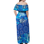 Adelaide Strikers Off Shoulder Maxi Dress Graffiti Urban Aboriginal Dot Abstract Design
