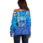 Adelaide Strikers Off Shoulder Sweater Graffiti Urban Aboriginal Dot Abstract Design