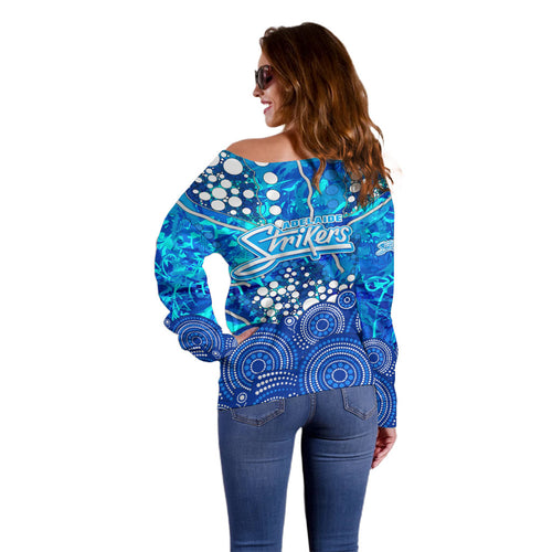 Adelaide Strikers Off Shoulder Sweater Graffiti Urban Aboriginal Dot Abstract Design