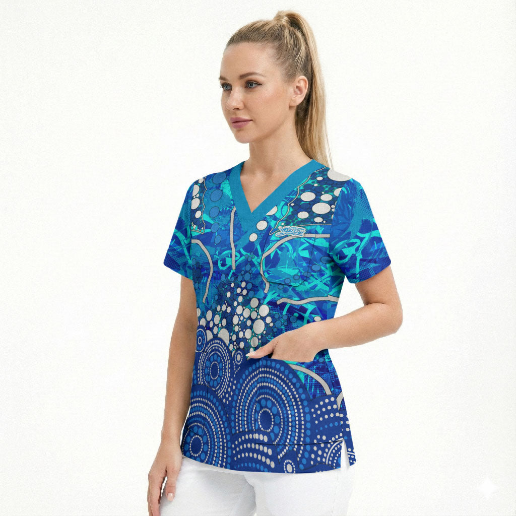 Adelaide Strikers Scrub Top Graffiti Urban Aboriginal Dot Abstract Design