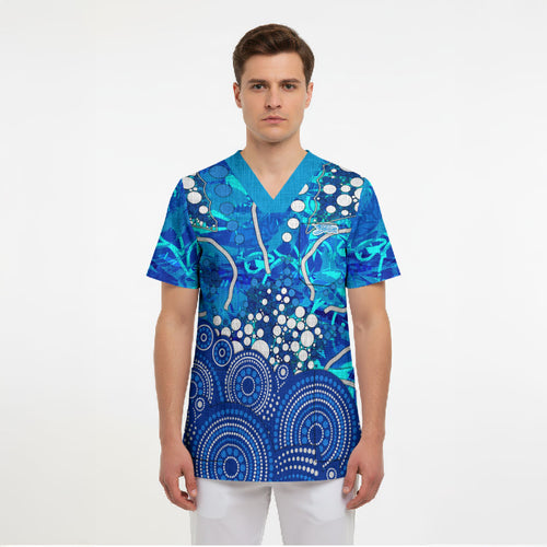 Adelaide Strikers Scrub Top Graffiti Urban Aboriginal Dot Abstract Design