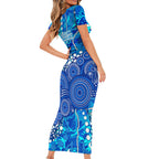 Adelaide Strikers Short Sleeve Bodycon Dress Graffiti Urban Aboriginal Dot Abstract Design