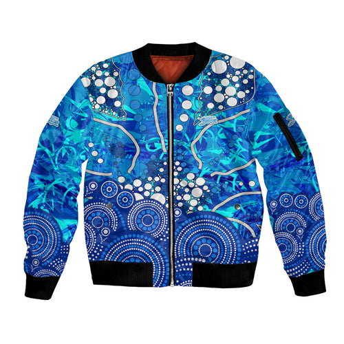 Adelaide Strikers Sleeve Zip Bomber Jacket Graffiti Urban Aboriginal Dot Abstract Design