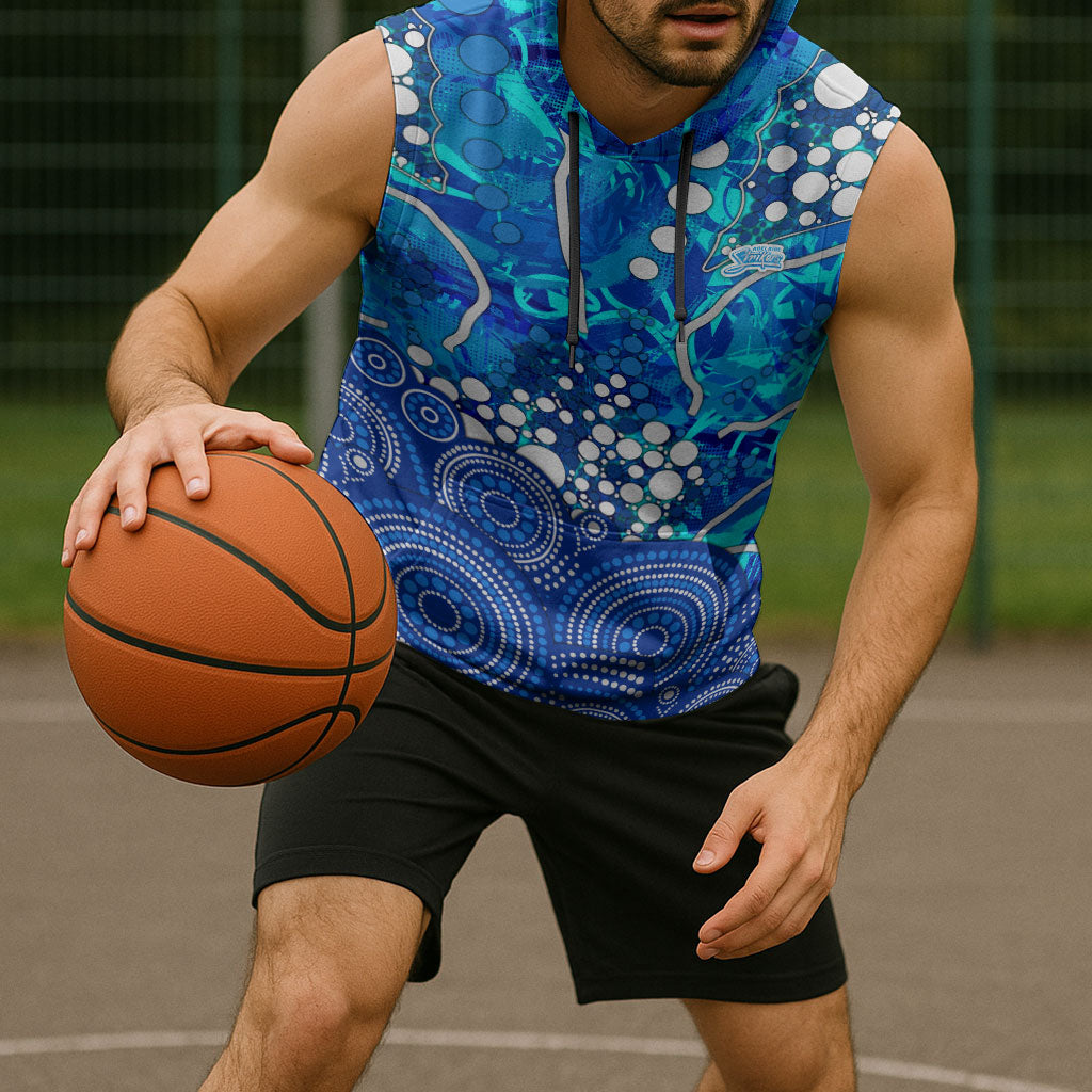 Adelaide Strikers Sleeveless Hoodie Graffiti Urban Aboriginal Dot Abstract Design