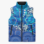 Adelaide Strikers Sleeveless Puffer Jacket Graffiti Urban Aboriginal Dot Abstract Design